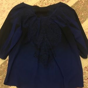 Blue & black patterned blouse Cato